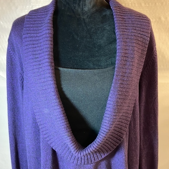 DRESSBARN purple cowl neck sweater size 14/16 - Picture 2 of 9